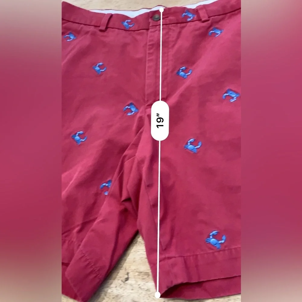 Brooks Brothers 346‎ Men’s Sz 34 Red Cotton Embroidered Crab Bermuda Shorts